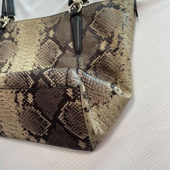 Coach Snake Print Shoulder Bag - Black and Tan - Picture 9 of 12